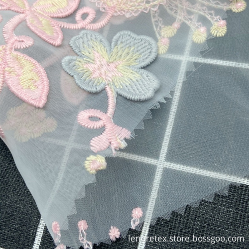 High Density Nylon Woven 3DFlower Embroidered Tulle Fabric